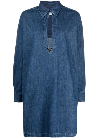 Shop Valentino Vgold Denim Kaftan In Blue