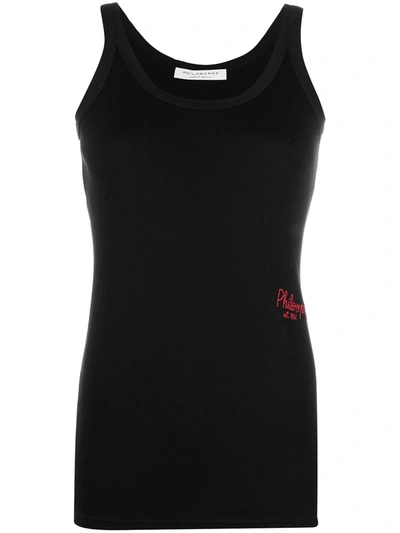 Shop Philosophy Di Lorenzo Serafini Logo-embellished Tank Top In Black