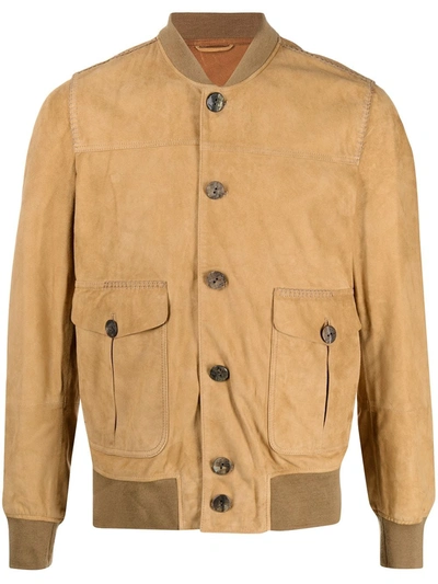 Shop Giorgio Brato Button-down Bomber Jacket In Brown