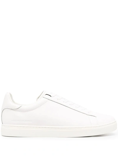 Shop Armani Exchange Logo Low-top Sneakers In White
