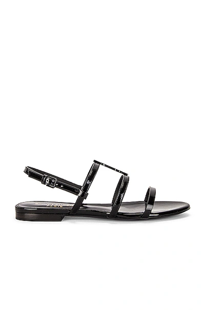 Saint Laurent Cassandra Flat Sandals In Noir