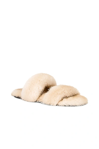 Shop Saint Laurent Bleach Flat Sandals In Cream
