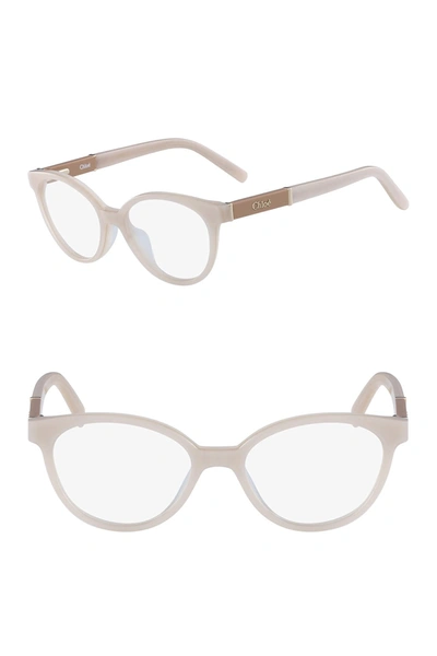 Shop Chloé Oval 47mm Optical Frames In Ivory