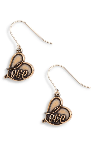 Shop Alex And Ani Love Drop Earrings In Gold