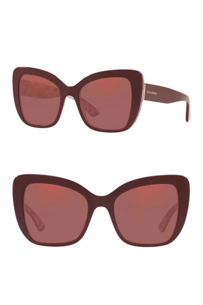 Shop Dolce & Gabbana 54mm Gradient Butterfly Sunglasses In Purple Red Mirror