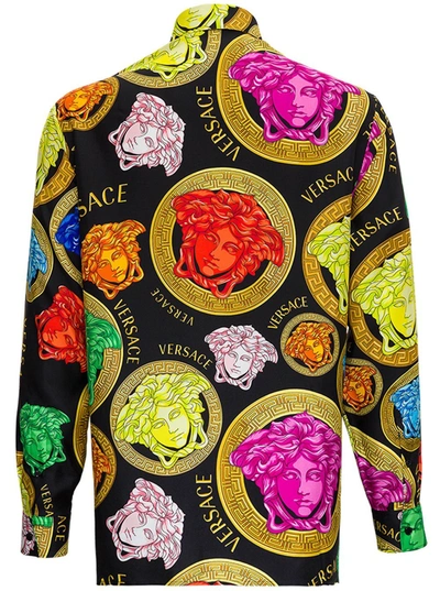 Shop Versace Medusa Multicolor Silk Shirt In Black
