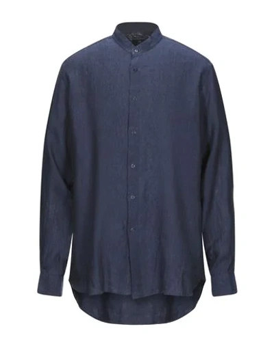 Shop Alessandro Boni Shirts In Dark Blue