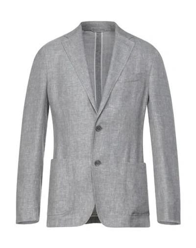 Shop Ermenegildo Zegna Zegna Man Blazer Grey Size 44 Linen, Wool, Silk, Calfskin