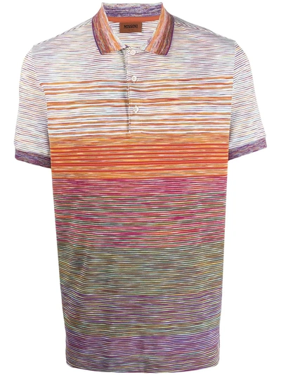 Shop Missoni Marl-knit Cotton Polo Shirt In Purple