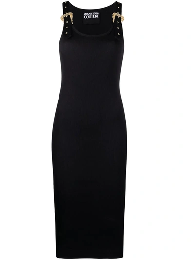 Shop Versace Jeans Couture Buckle-detail Sleeveless Dress In Black