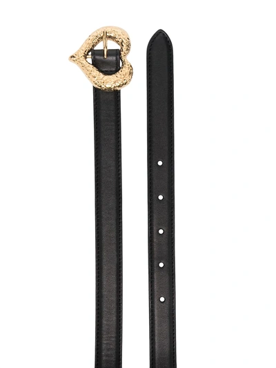 Shop Saint Laurent Heart-buckle Leather Belt In Black