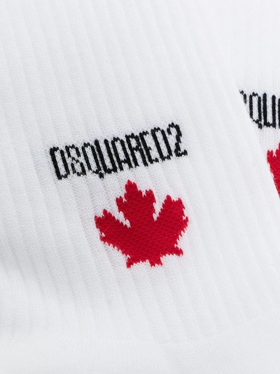 Shop Dsquared2 Ribbed Logo-print Socks In 100 White