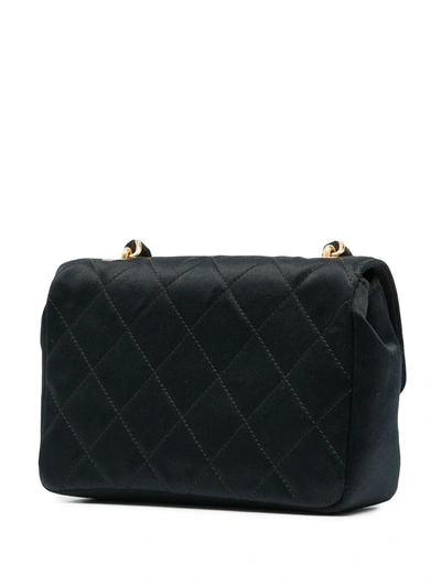 Pre-owned Chanel 1985-1993 Mini Cc Diamond-quilted Crossbody Bag In Black