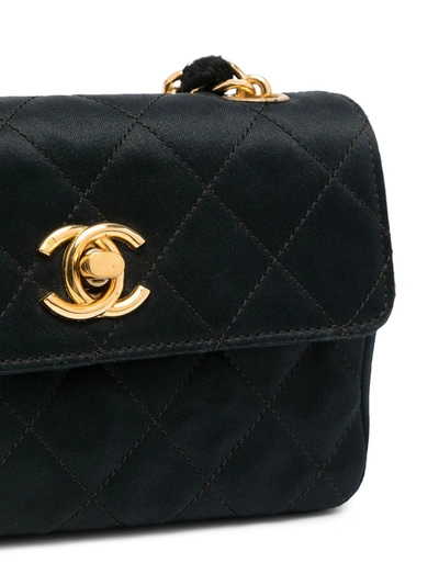 Pre-owned Chanel 1985-1993 Mini Cc Diamond-quilted Crossbody Bag In Black