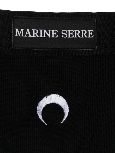 Shop Marine Serre Embroidered High-waist Briefs In Black