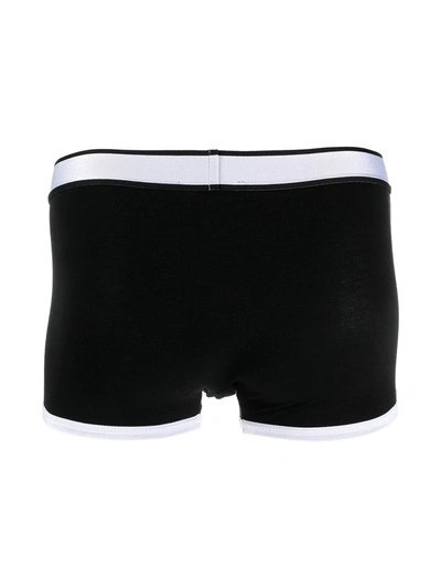 Shop Balmain Logo-waistband Cotton Boxer Shorts In Black