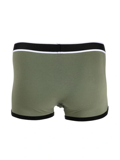 Shop Balmain Logo-waistband Cotton Boxer Shorts In Green