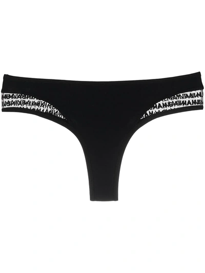 Shop Balmain Semi-sheer Thong In Black