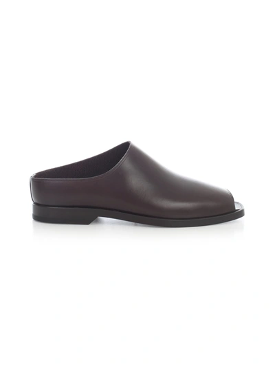 Shop Lemaire Flat Mules In Midnight Brown