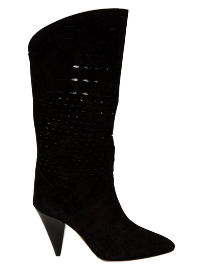 Shop Isabel Marant Lurrey Perforated Boots In Black