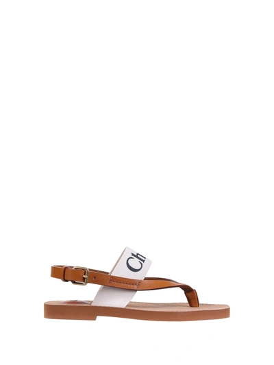 Shop Chloé Woody Sandal In White