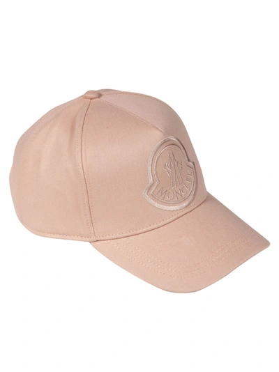 Shop Moncler Logo Patch Baseball Cap In Beige