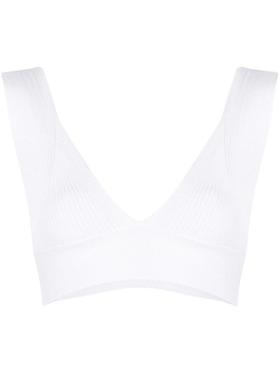 Shop Pinko Ribbed Crop Top In Viscose Blend In White
