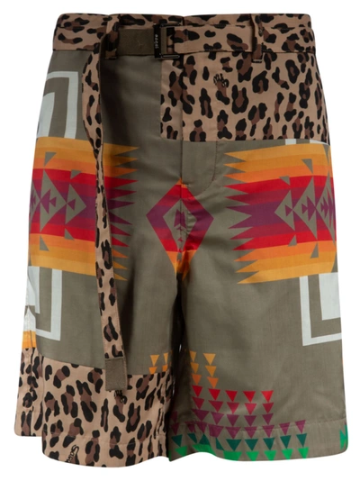 Shop Sacai Printed Shorts In Grey/multicolor