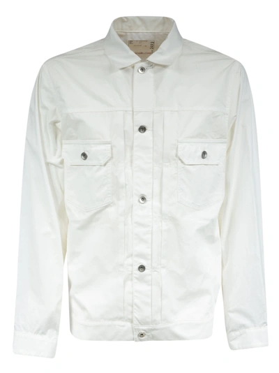 Shop Sacai Chest Pocket Detail Buttoned Jacket In White