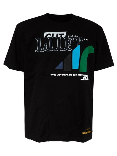 Shop Sacai Cut-out Print T-shirt In Black/multicolor