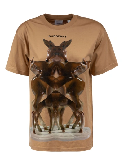 Shop Burberry Carrick Multi Deer T-shirt In Soft Fawn