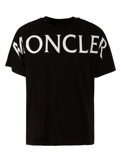 Shop Moncler Logo Printed T-shirt In Black/white