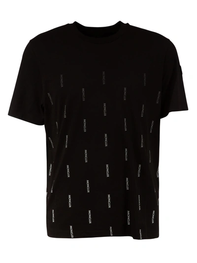 Shop Moncler All-over Logo Printed T-shirt In Black
