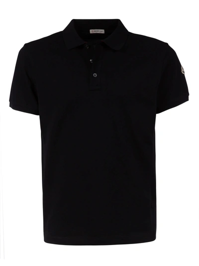 Shop Moncler Logo Patched Polo Shirt In Black