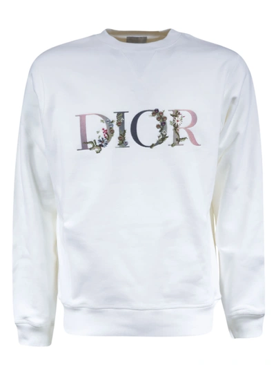 Shop Dior Floral Logo Sweatshirt In White