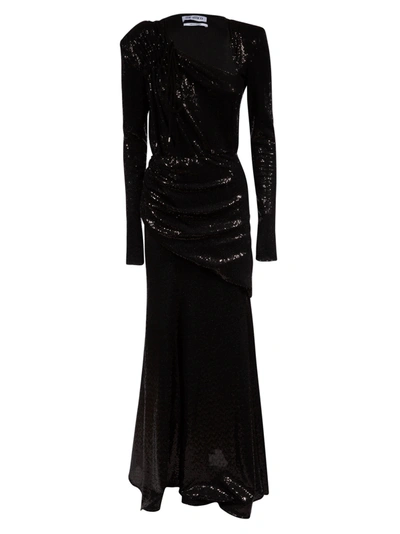 Shop Attico Asymmetric Layered Dress In Black