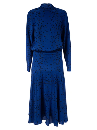 Shop Kenzo Quilted Printed Midi Dress In Blue