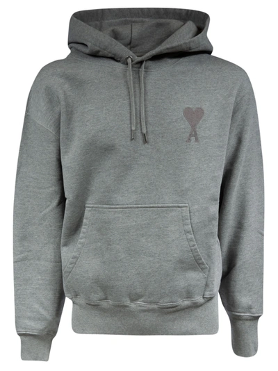 Shop Ami Alexandre Mattiussi Logo Embroidered Hoodie In Grey