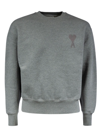 Shop Ami Alexandre Mattiussi Chest Logo Embroidered Sweatshirt In Heather Grey