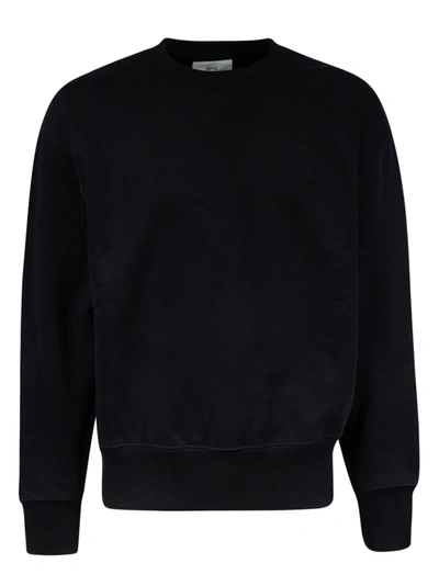 Shop Ami Alexandre Mattiussi Plain Ribbed Sweatshirt In Black
