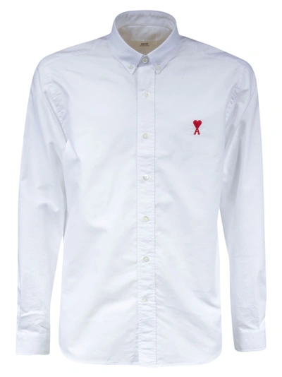 Shop Ami Alexandre Mattiussi Logo Embroidered Shirt In White