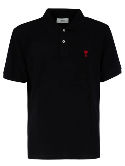 Shop Ami Alexandre Mattiussi Chest Logo Polo Shirt In Black