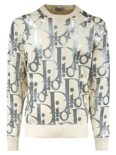 Shop Dior All-over Logo Pullover In White