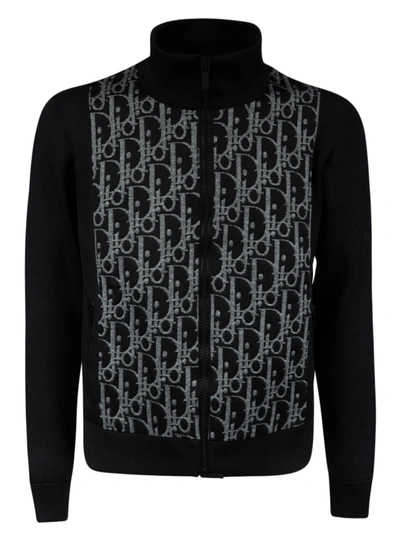 Shop Dior High-neck Zipped Logo Jacket In Black