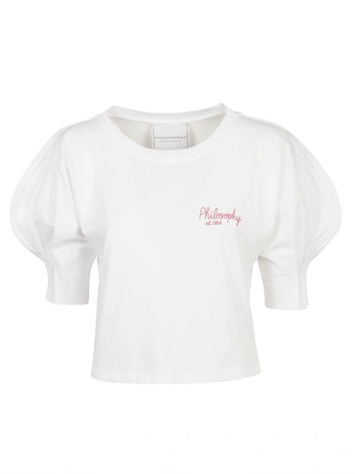 Shop Philosophy Di Lorenzo Serafini Balloon Sleeve Cropped Logo T-shirt In White