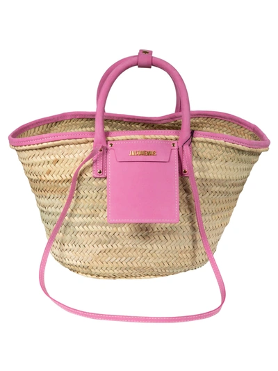 Shop Jacquemus Weaved Tote In Pink