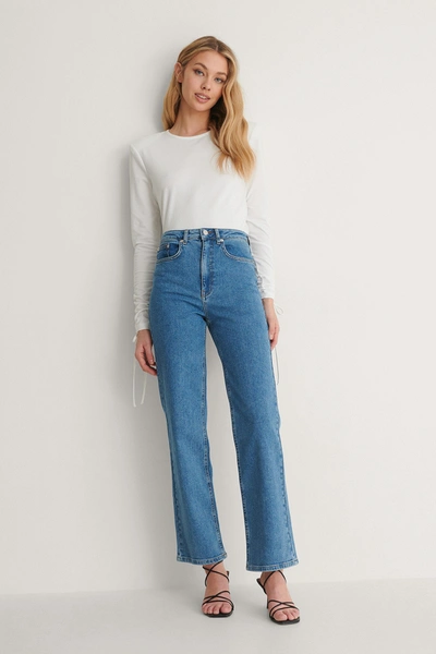 Shop Oumayma X Na-kd High Waisted Straight Jeans In Blue