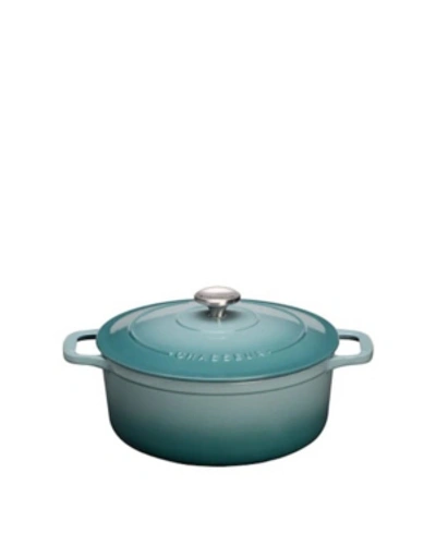 Shop French Home Chasseur Enamelled Cast Iron Oval Dutch Oven, 7.25 Quart In Blue