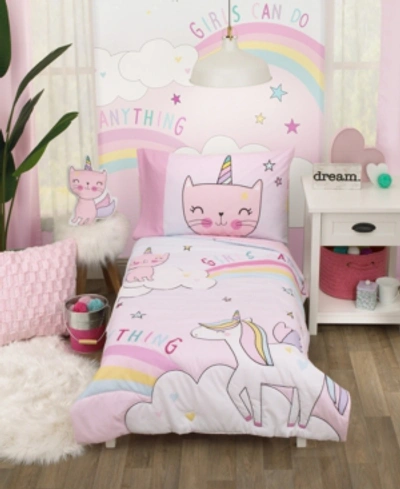 Shop Everything The Caticorn Girl Power 4 Piece Toddler Bedding Set In Pink
