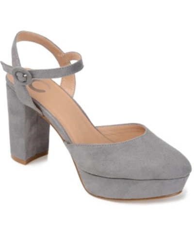 Shop Journee Collection Women's Roslynn Platform Block Heel Dress Pumps In Gray